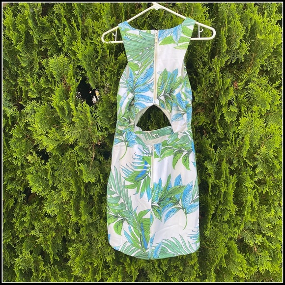 NWT LUCY PARIS GREENLAND TROPICAL CUT OUT DRESS L - Picture 7 of 8